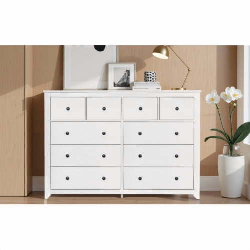 Modern White 10-Drawer Dresser for Bedroom - Ample Storage Wide Chest of Drawers, Sturdy & Safe
