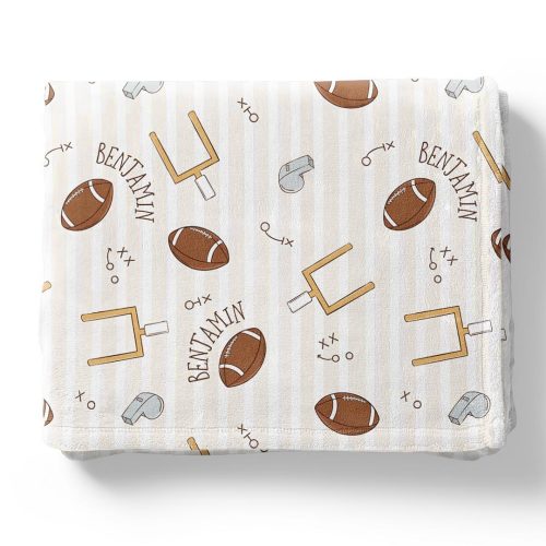Tiny Touchdowns Personalized Kids Blanket | Neutral