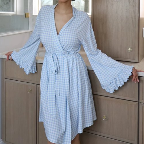 Ruffle Bamboo Gingham Robe – Waverles