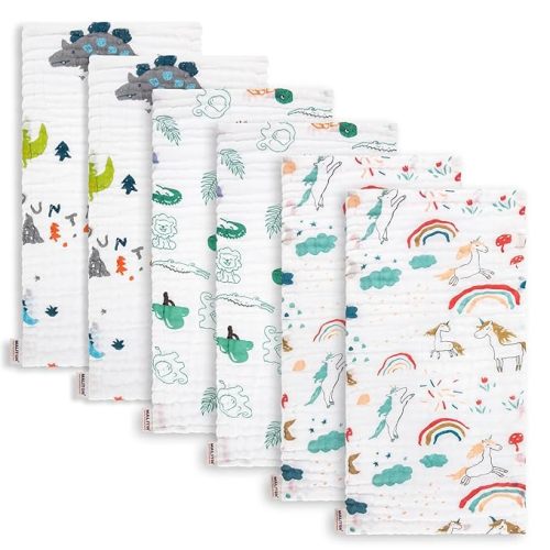 Maliton Muslin Burp Cloths (Rainbow & Animals)