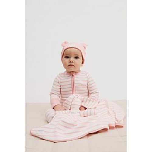 Blush Pink Organically Grown Cotton Stripe Rib Jumpsuit - Jumpsuits & Bodysuits | Country Road