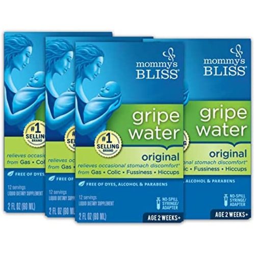 Mommy's Bliss Original Gripe Water, Gas and Colic Relief, Gentle and Safe, Made for Infants, 2 Weeks+, 2 Fl Oz (4 Pack)