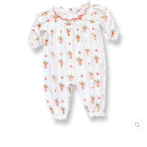 Christmas Floral and Bow Romper