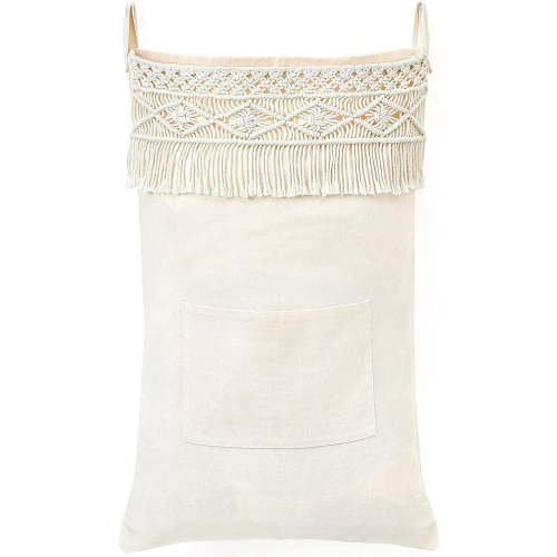 Macrame Hanging Laundry Hamper Bag Over The Door Organizer Laundry Bag Boho Decor Hanging Clothes Hamper for College Dorm Room Bathroom Home Travel Space Saving