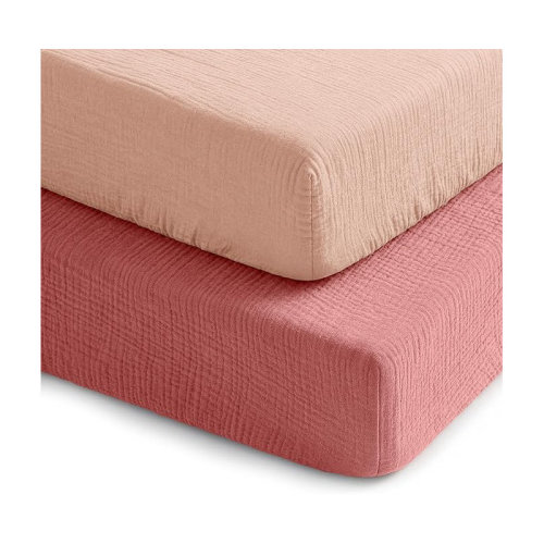 Comfy Cubs 100% Muslin Crib Fitted Sheet 2 Pack - 100% Cotton, Soft & Breathable Crib Sheets for Toddler Mattress - Snug Fit, Secure Elastic with Beautiful Packaging | Wayfair