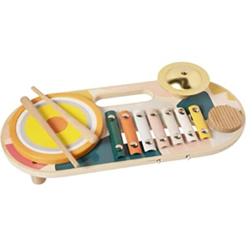 Manhattan Toy Beats to Go Wooden Toddler and Preschool Musical Learning Toy Xylophone, Drum, Cymbal and Washboard
