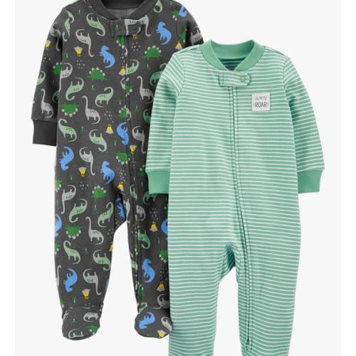 Simple Joys by Carter's Baby Boys' 2-Way Zip Thermal Footed Sleep and Play, Pack of 2