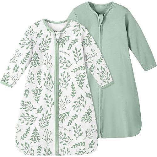 Yoofoss Baby Sleep Sack 3-6 Months 100% Organic Cotton Long Sleeve Wearable Blanket Baby 2-Way Zipper 0.5 Tog Newborn Sleeping Sack, Lightweight