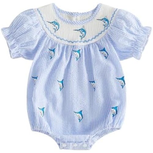 Kuriozud Baby Girl Bubble Romper Bodysuit Short Sleeve Jumpsuit Smocked Outfit Cute Infant Summer Clothes