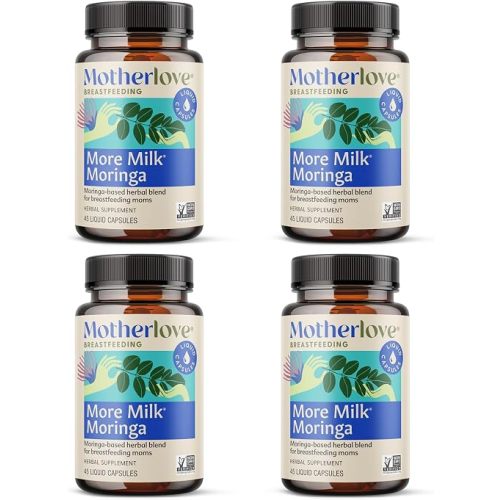 Motherlove More Milk Moringa (180 Liquid caps) Moringa-Based Lactation Supplement to Support Breast Milk Supply—Non-GMO, Organic Herbs, Vegan, Kosher