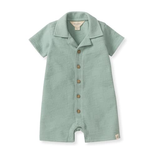 Burt's Bees Baby baby-boys Polo Rompers, 100% Organic Cotton One-piece Coverall and Layette Set