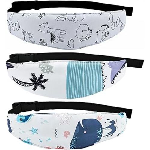 3 Pcs Baby Head Support for Car Seat Stroller Seat Neck Relief Head Band Straps Headrest for Toddler Kids Children Child Baby Infant Sleeping Traveling(White and Grey)