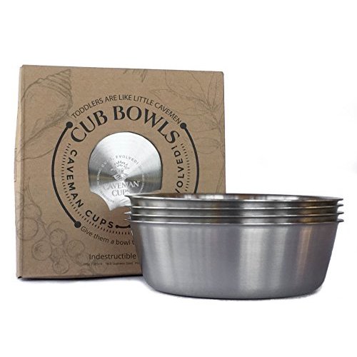 Caveman Premium Heavy Stainless Steel Small Bowls For Baby Toddler Kids Snacks 4 Pack Cub Bowls