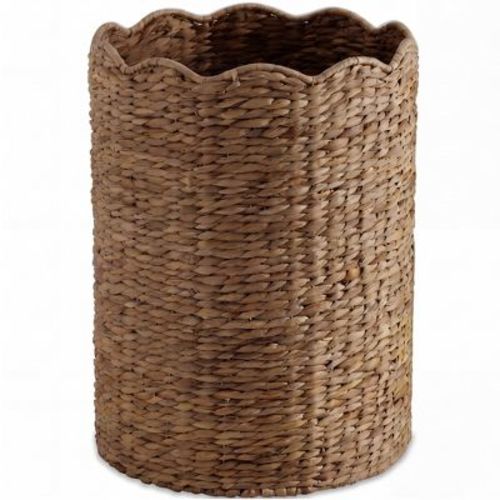 Best Choice Products Scalloped Large Round Laundry Hamper, Handwoven Laundry Basket & Organizer - Chestnut