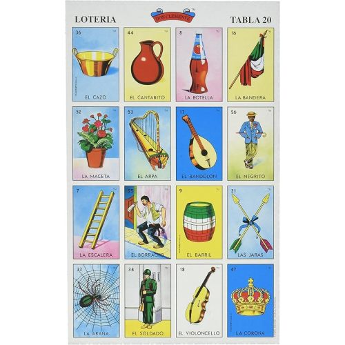Don Clemente Autentica Loteria Mexican Bingo Set 20 Tablets Colorful and Educational