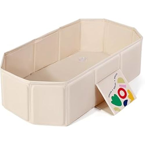 Orzbow Collapsible Baby Bathtub, Travel Toddler Bathtub with Non-Slip Base, Portable Bath Tub for Kids Infant 12 Months+, Easy to Clean, Stable & Durable, Space-Saving, White