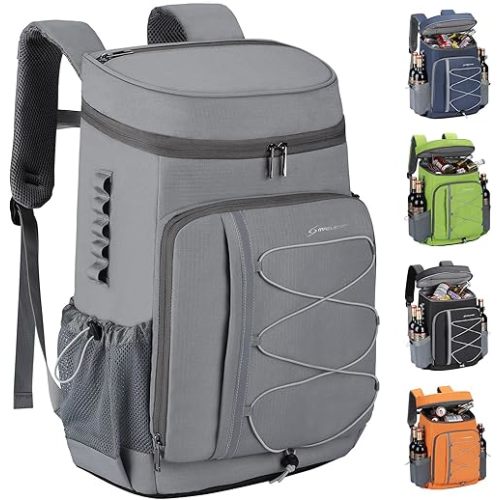 Maelstrom 35 Can Backpack Cooler Leakproof,Insulated Soft Cooler Bag,Beach / Camping Cooler,Ice Chest Backpack for Travel, Grocery Shopping,Kayaking,Fishing,Hiking,Grey