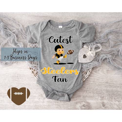Cutest Steelers Fan Babysuit Bodysuit. Personalized Football Fan baby clothes L-0066