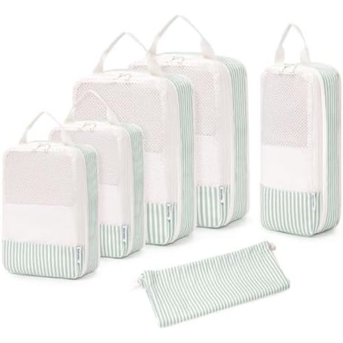 Narwey 6 Set Compression Packing Cubes for Travel Kids Women Carry on, Packing Organizers Bag for Backpack Luggage Suitcase Duffle Bags