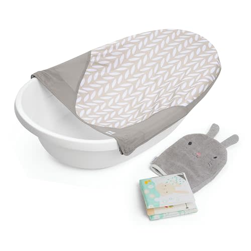 Ingenuity Sylvi Full Comfort 3-in-1 Grow with Me Baby Tub, Newborn to Toddler Baby Bath Tub, Supportive Sling, Includes Sylvie Wash Mit & Book, Easy Release Drain Plug, 0M+