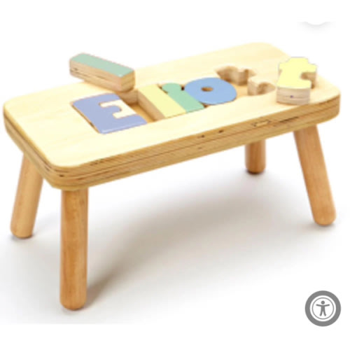 Single Name Wooden Personalized Puzzle Stool