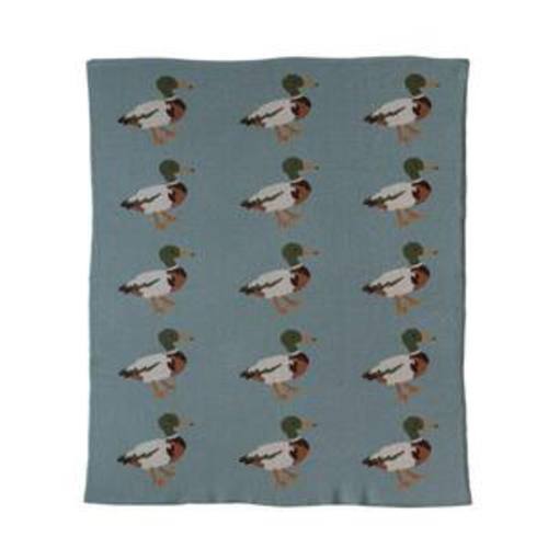 Multi-Colored Duck Animal Print Cotton Knit Baby Blanket