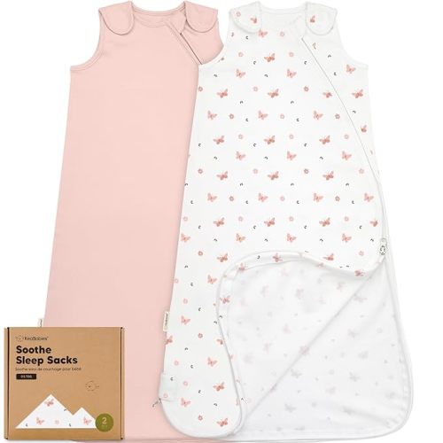 KeaBabies 2-Pack Baby Sleep Sack 6-18 Months - Organic Cotton 0.5TOG Baby Wearable Blanket, Breathable, Soft, Lightweight, Easy Use Transitional Toddler Sleep Sacks Newborn Swaddles (Butterflies, M)