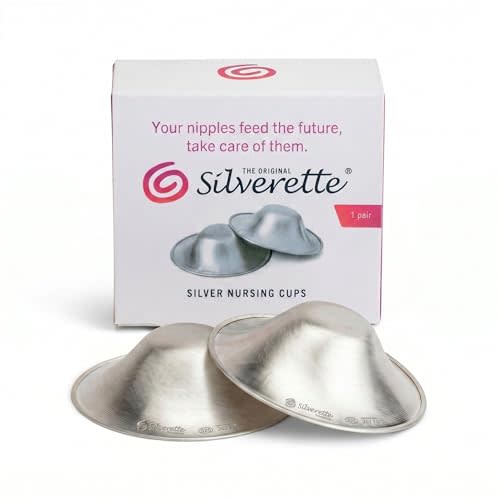 Silverette Nursing Cups, Postpartum Essentials, The Real, Large | Pure 925 Sterling Silver Nursing Cups, Nipple Shields for Breastfeeding Newborn, Silver Nipple Covers, Made in Italy, Gift