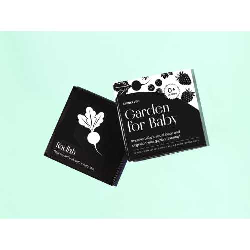 Garden for Baby Art Cards High Contrast Baby Flash Cards, Black and White Newborn Toy, Montessori Tummy Time, Foodie Baby Shower Gift