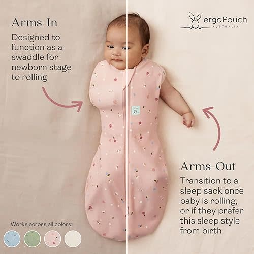 ergoPouch Cocoon Swaddle Sack 1.0 TOG - NB or 0-3m (Daisy)