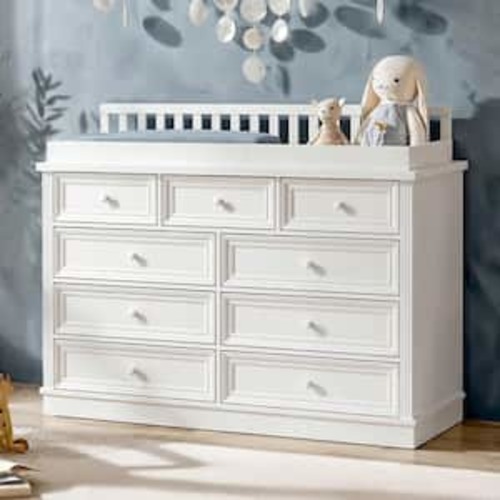 White 100% Pine Solid Wood 9-Drawer 52.7 in. Dresser without Mirror, Changing Table, Chest of Drawers, Accent Drawers