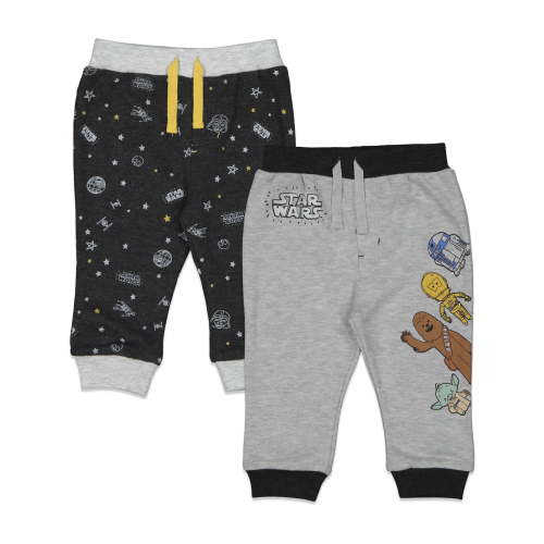 Star Wars Yoda R2-D2 Chewbacca Newborn Baby Boys 2 Pack Jogger Pants Newborn to Infant