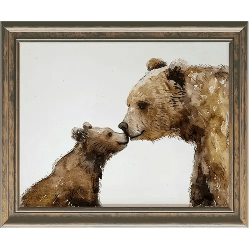 Woodland Nursery Wall Art Print for Baby Room, Bear Nursery Decor Forest Animal Artwork, Neutral Nursery Wall Art for Kids Bedroom, Bear Wall Art for Nursery, 11x14 Inch Unframed