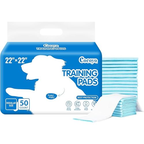 COCOYO Best Value 22"x22" Dog Training Pads 50 Count | Dog Pee Pads | Super Absorbent Puppy Pads,White
