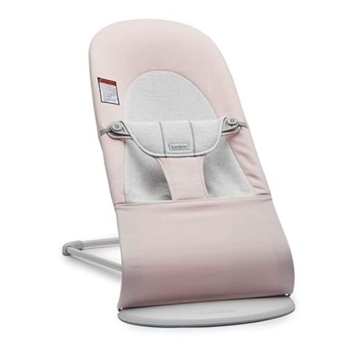 BabyBjörn Bouncer Balance Soft, Light Gray Frame, Cotton/Jersey, Light Pink/Gray