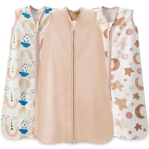 Baby Sleep Sack 0-6 Months,100% Cotton TOG 0.5 Wearable Blanket for Newborn and Infant, 3 Pack 2-Way Zipper Lightweight Sleeping Bags for Toddler