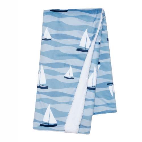 Little Skipper Soft Luxury Nautical Sailboat Fleece Baby Blanket – Lambs & Ivy