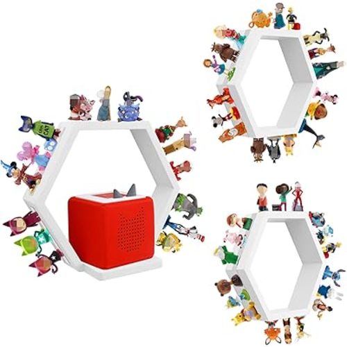 for Tonies Shelf Magnetic – Wooden Tonies Storage Shelf, Tonie Box Shelf with Tonies Holder, Wall Mounted Tonies Organizer for Kids Room (White)