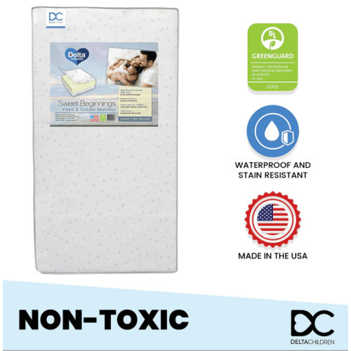 Delta Children Sweet Beginnings Two-Stage Crib and Toddler Mattress