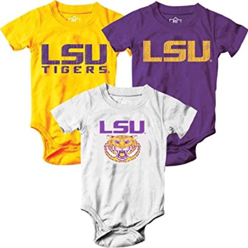 Wes and Willy Baby College Team 3 Pack of Cotton Rompers