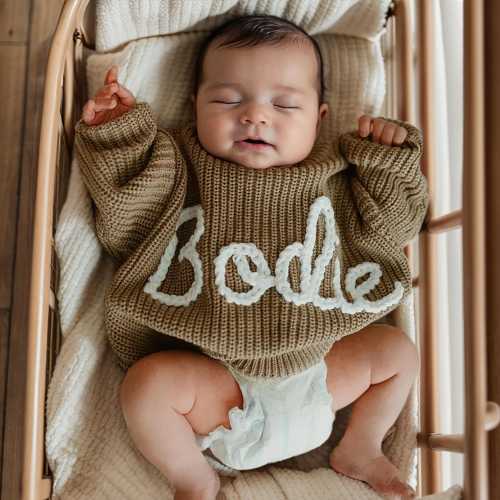Monogrammed Baby Sweater, Embroidered Sweater with Name, Custom Name Sweater Baby Girls Boys, Personalized Newboorn Gift