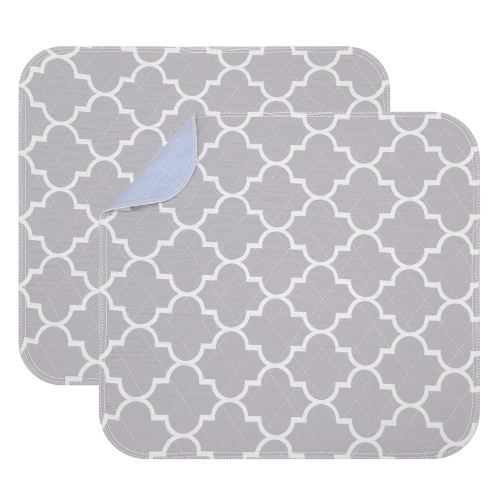 OUTCREATOR® Washable Bed Pads 21" x 22" (Pack of 2), Incontinence Mattress Protector, Anti-Slip Waterproof Underpads for Adults Kids Elderly Pets, Absorbency & Reusable Bedwetting Pads (Gray)