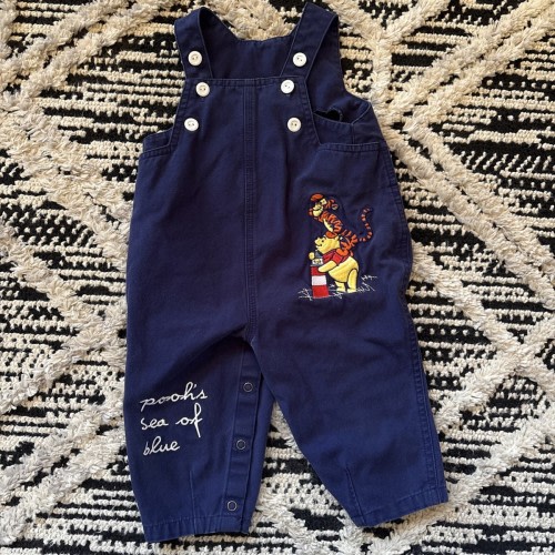 Vintage Disney Embroidered Tigger & Pooh Nautical themed Blue Overalls