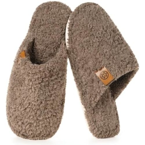 Dokela Women's Cozy Slippers Warm Fuzzy Slip On House Slippers for Women Indoor Memory Foam Anti-slip Shoes Lightweight Winter House Bedroom Shoes