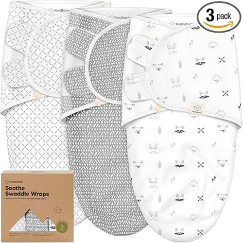 KeaBabies 3-Pack Organic Baby Swaddle Sleep Sacks - Swaddles for Newborns, Infant 0-3 Months, Baby Girls, Boys, Soft & Snug Newborn Sleep Sack, Nursery Swaddling Blankets (Nordic)
