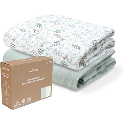 Organic Cotton Pack & Play Sheets - 2pk Mini Crib Sheets Girl Boy, Sage