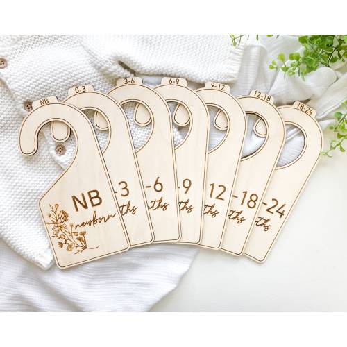 Wildflower Baby Girls Closet Dividers | Baby Shower Gift | Laser Engraved Wood | Baby Gift | Clothes Size Markers | Organize Babies Closet