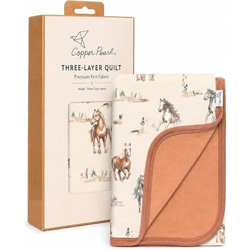 Copper Pearl Three-Layer Baby Blanket: Soft Baby Quilts for Boys and Girls | Breathable, Cozy, Toddler Blanket | Baby Quilt for Newborns | 46x46 Premium Polyester/Rayon | Montana