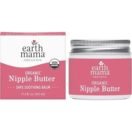 Earth Mama Organic Nipple Butter™ | Nipple Cream Safe for Breastfeeding | Postpartum Essentials for Nursing | Non Lanolin Nipple Cream, 2-Fluid Ounce