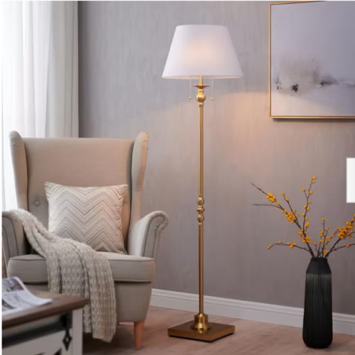 60.5 in. Gold Floor Lamp with Bell Fabric Shade